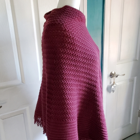 J. Jill Sweater Poncho Burgundy One Size - Picture 3 of 9